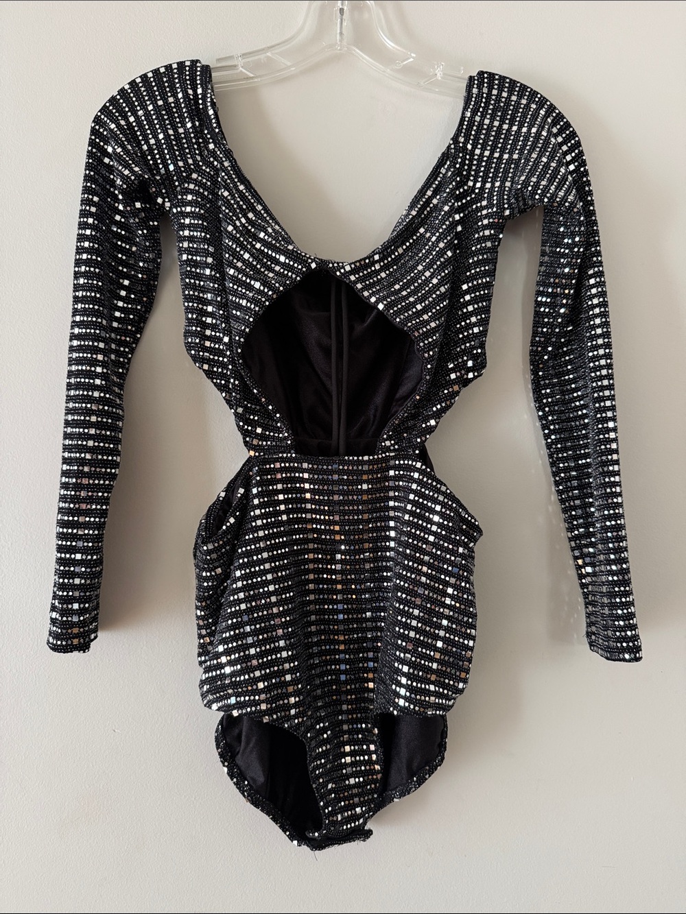 Jaded London Black Sequin Long Sleeve Cutout Bodysuit